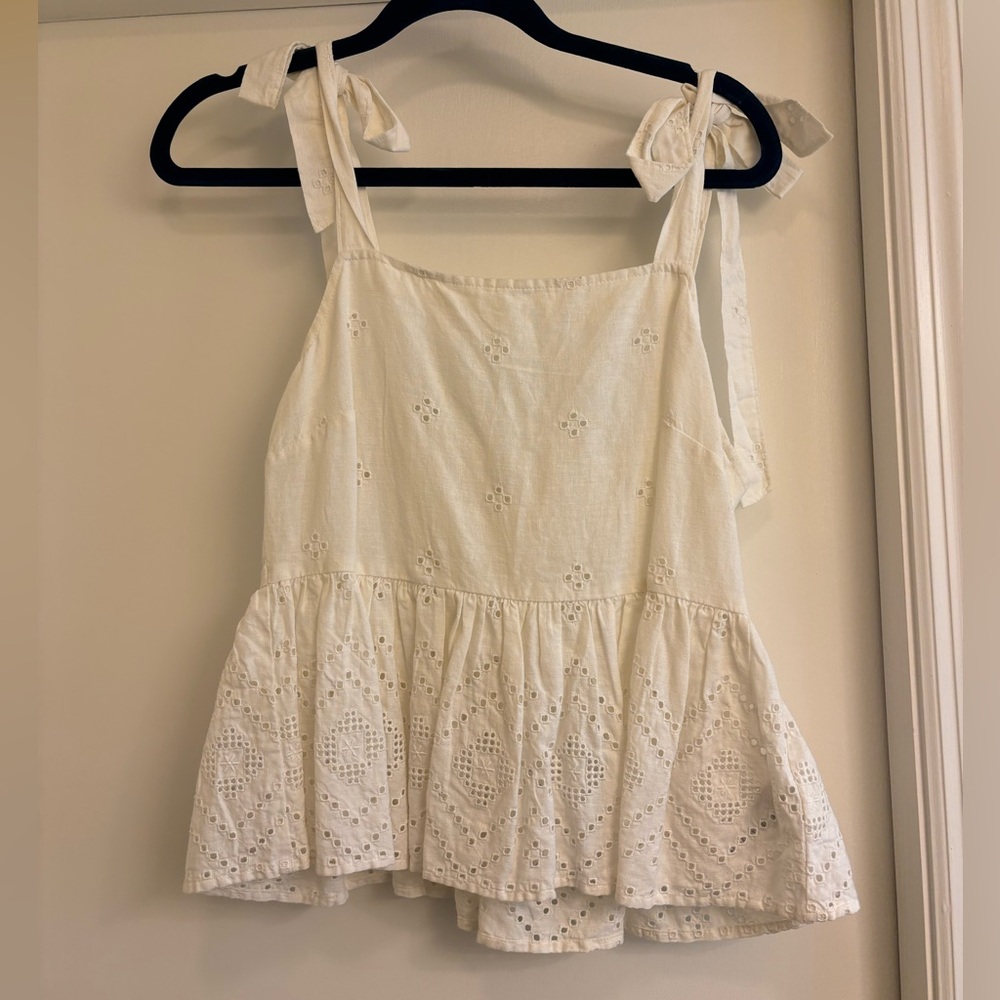 Madewell Eyelit Peplum Tank